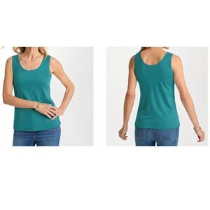Chico’s SIZE 3 or XL / 16 Scoop Neck Microfiber Tank in Green